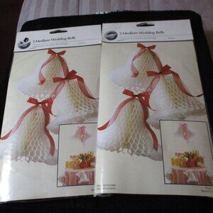 Set of Two Packs of Three Each Wilton Medium Paper Wedding Bells Vintage NEW